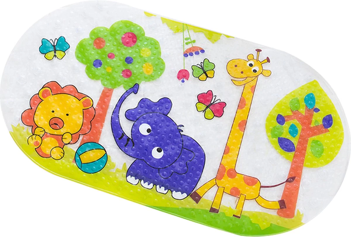VinkToys® Badmatje - Antislip - Kinder Antislip Mat Bad / Douche - Voor Kinderen En Baby's - Mat Voor In Bad - Mat Voor In Douche - Douchemat Met Zuignappen - 69 X 39 Cm - Olifant - Afbeelding 3