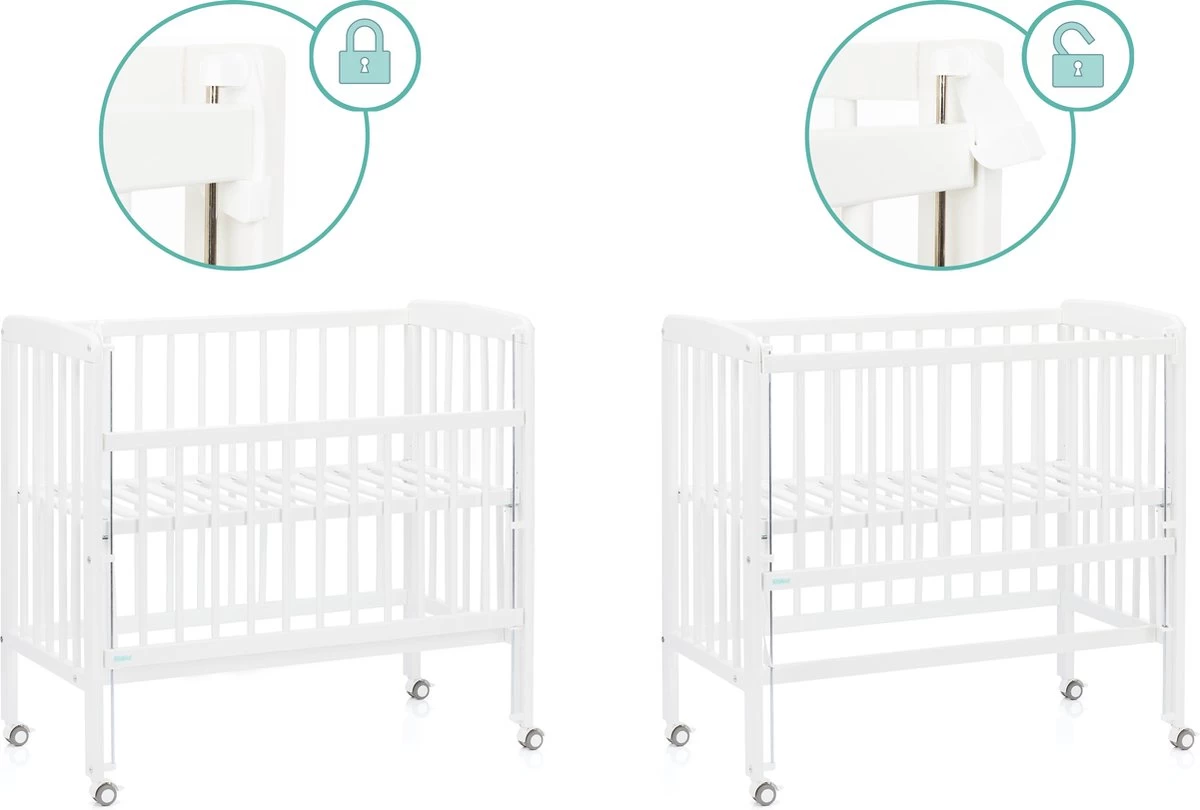 Wieg - Co-sleeper XL - 2 In 1 - 90 X 45 Cm - Incl. Matras - Massief Beukenhout – Nino - Fillikid - Afbeelding 5