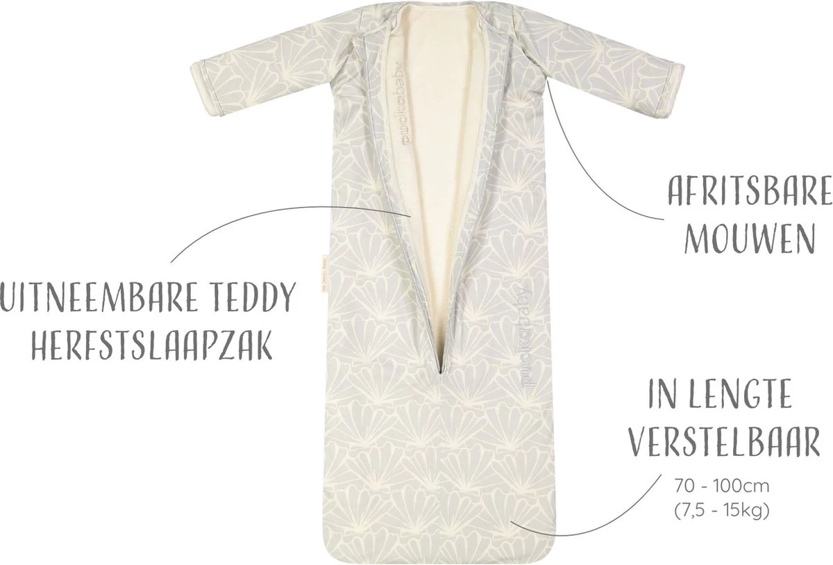 Puckababy Babyslaapzak Bag 4 Seasons 6m-2,5 J - 100 Cm - Seashell Stone - Afbeelding 6