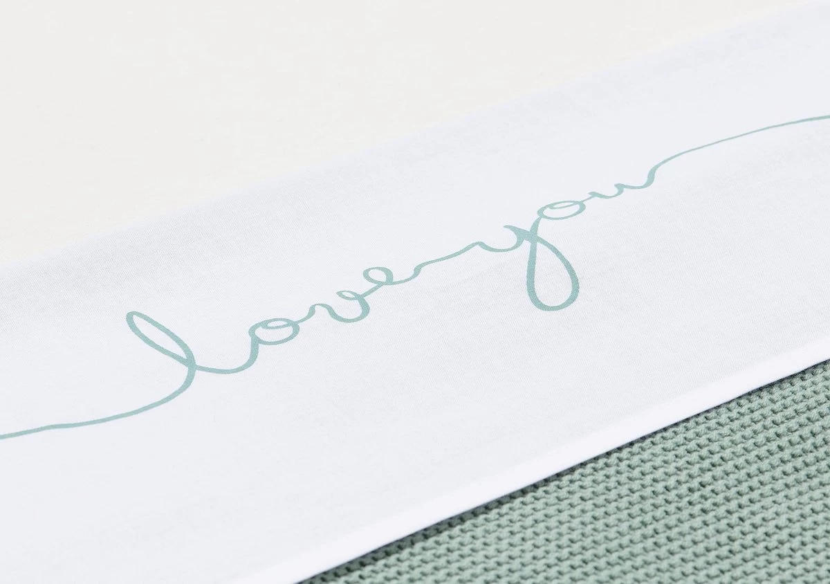 Jollein Baby Laken Wieg 75x100cm Love You - Stone Green - Afbeelding 10