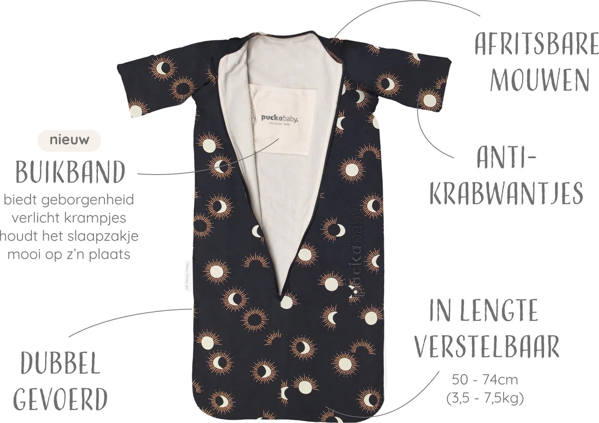 Puckababy Babyslaapzak Bag Newborn 0-6 Maanden - 70 Cm - Alle Seizoenen - Eclipse Night - Afbeelding 6