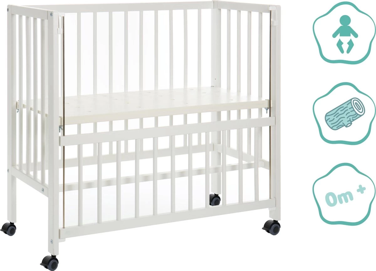 Wieg - Co-sleeper - 2 In 1 - 90 X 40 Cm - Incl. Matras - Massief Beukenhout – Fillikid - Afbeelding 2
