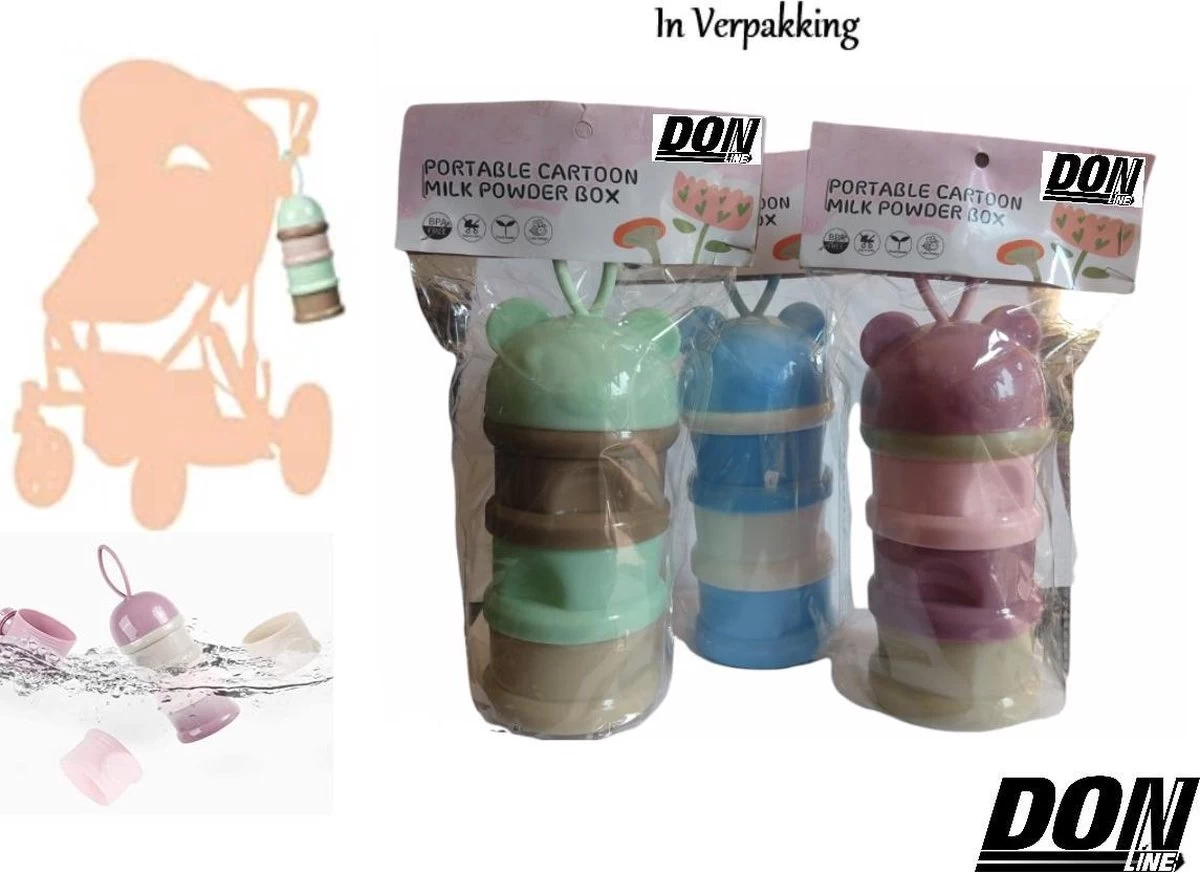 Merkloos Roze Beer - Melkpoeder Doseerdoosje - Baby Melkpoedertoren - Poedertoren - Melkpoeder Toren - Babypoeder Bewaarbakje - Reisbox - Melkpoeder Dispenser - Melkpoeder Toren Baby - Baby Milk Powder Tower - Milk Powder Dispenser – PBA Vrij - Afbeelding 5