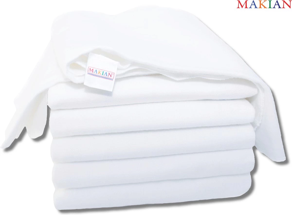 Makian Molton Luiers - Molton Doeken 80x80cm - Set Van 6 - Wit