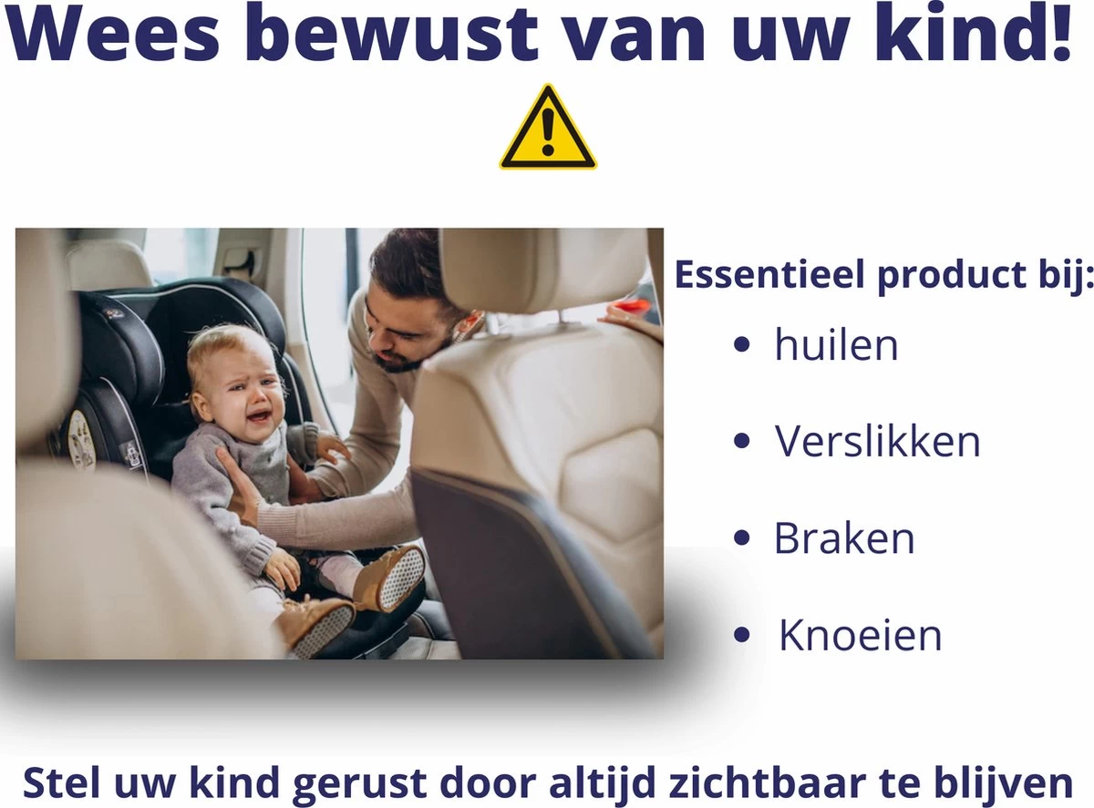Nelbar Autospiegel Baby Verstelbaar – Achteruitkijkspiegel – Drempelproef – Baby Spiegel Auto Achterbank – Achteruitkijk Spiegel – 360 Graden Verstelbaar – XL Formaat - Afbeelding 2