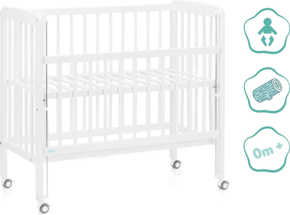 Wieg - Co-sleeper XL - 2 In 1 - 90 X 45 Cm - Incl. Matras - Massief Beukenhout – Nino - Fillikid - Afbeelding 9