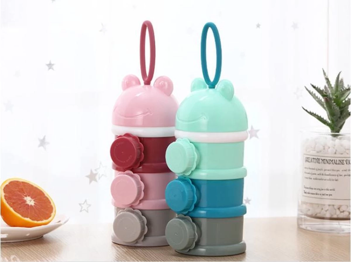 Melkpoeder Toren - Babyvoeding Bewaarbakjes - Melkpoeder Doseerdoosjes - Kraam Cadeau - BPA Vrij / ROZE - Afbeelding 3