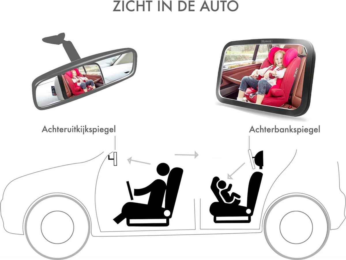 Merkloos Achterbank Spiegel Voor Baby & Kind - Auto Accessoires - Shatterproof - Zwarte A3 Verstelbare Monitor - Afbeelding 9