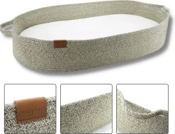 Keufens Verschoonmand XL | 75 X 40 Cm | Crèmekleurig | Aankleedkussen | Inclusief Matras | Grote Verschoonmand | Verschoningsmand Opvouwbaar | Mozes Mand | Babyshower Cadeau