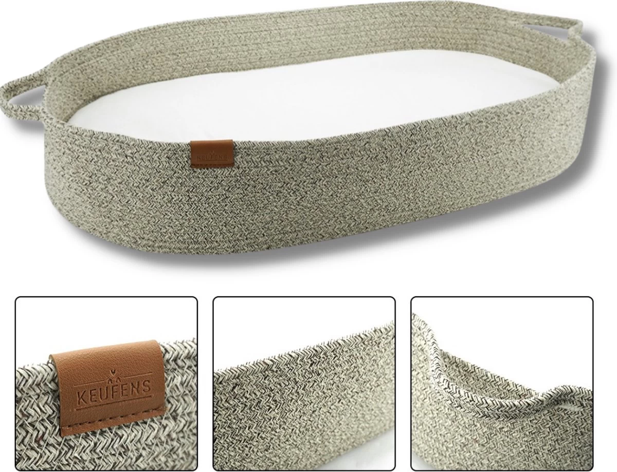 Keufens Verschoonmand XL | 75 X 40 Cm | Crèmekleurig | Aankleedkussen | Inclusief Matras | Grote Verschoonmand | Verschoningsmand Opvouwbaar | Mozes Mand | Babyshower Cadeau