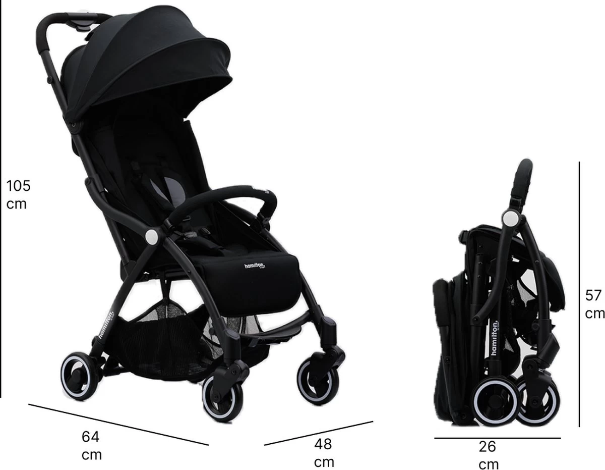 Hamilton By Yoop S1 Plus Buggy Met Monteerbare Premium Wieg – Nieuwer En Hoger 2023 Model - Stroller Met One Hand Folding Technologie – Zwart/Antraciet - Licht, Verstelbaar, Wendbaar - Geschikt Van 0 Maanden Tot 4 Jaar - Afbeelding 19