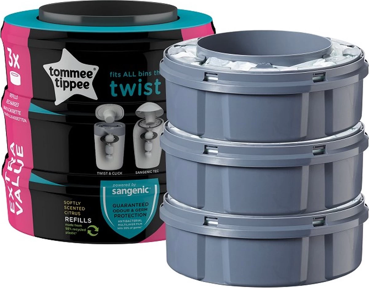 Tommee Tippee Twist & Click Milieuvriendelijke Luieremmer Navulling - Duurzaam Geproduceerde Greenfilm - 3 Stuks - Afbeelding 10