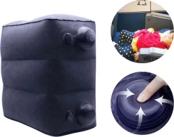 TDR-Opblaasbaar Voetkussen - 3 Hoogtestanden - Vliegtuigbedje - Blauw