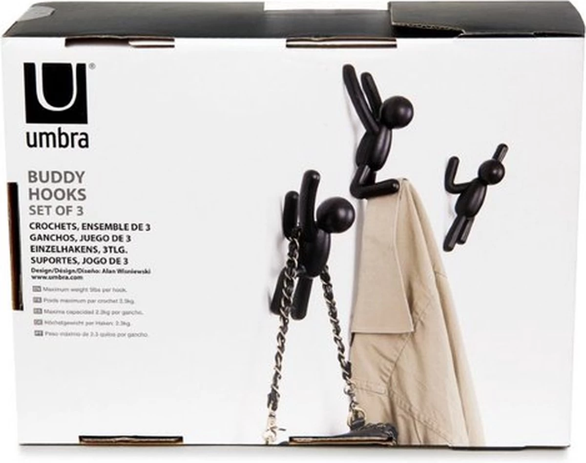 Umbra Kapstok Wandhaak - Buddy Set Van 3 - Zwart - Afbeelding 6
