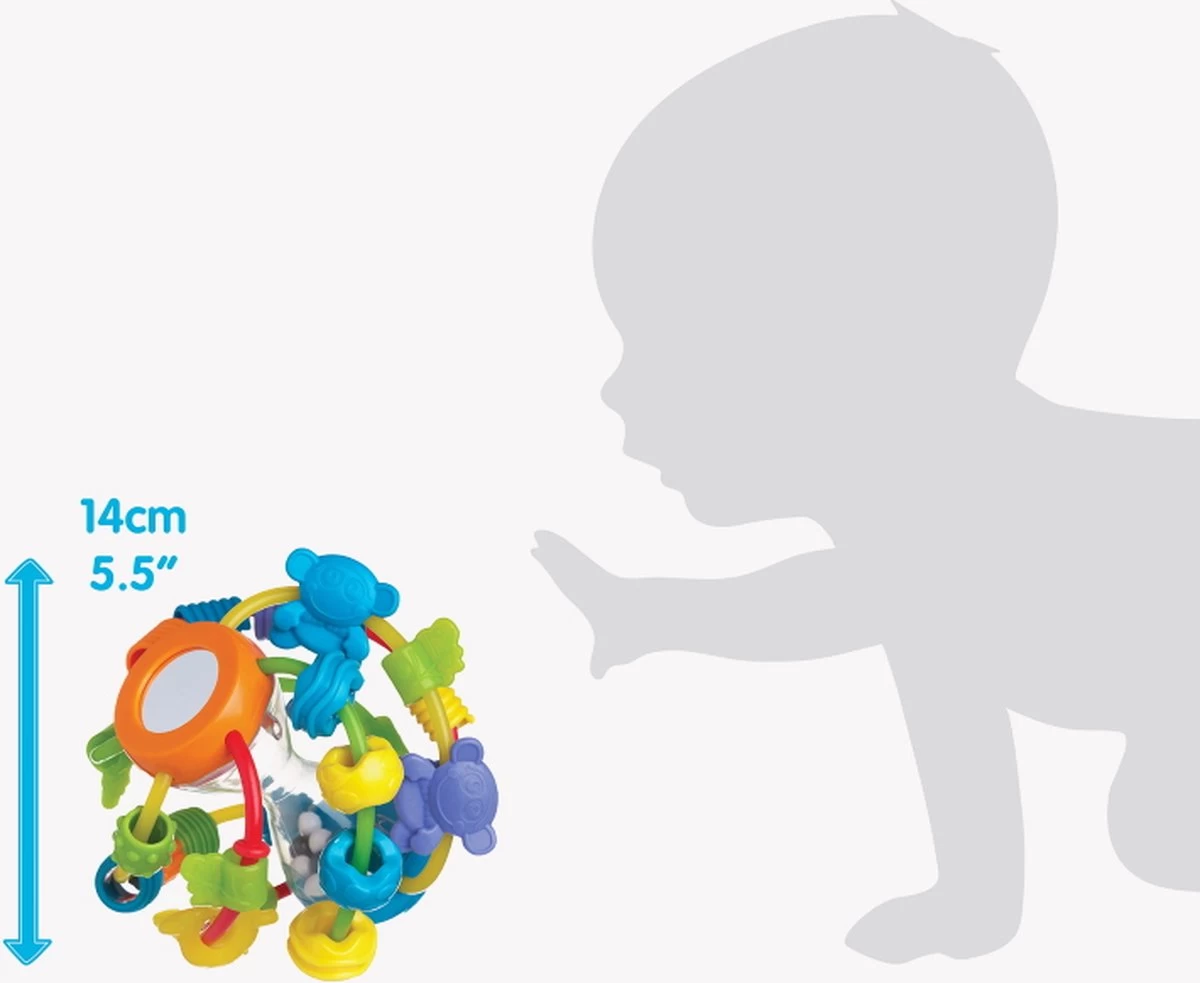 Playgro Speel En Leerbal - Grijp- En Bijtspeelgoed - Klikklak Geluiden - Spiegeltje - Kralen - Cilinder Met Rattelende Ballen - Afbeelding 3