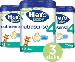 Hero Baby Nutrasense 4 (2+ Jaar) - Flesvoeding - 3 X 700gr - Peutermelk - Met Melkvet - Palmolie Vrij