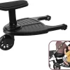 Honhill® - Kinder Meerijdplankje - Zwart - Kinderwagen - Buggy - 1 Wiel - Met Stoeltje