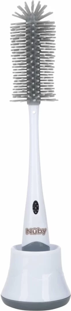 Nuby - Silicone Flessenborstel Met Houder - Grijs