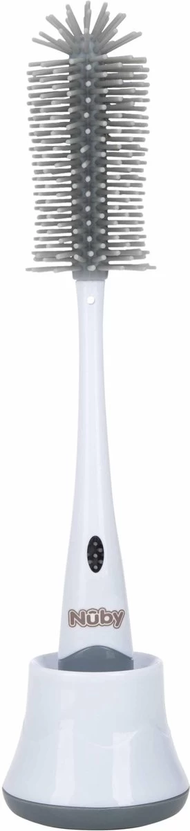 Nuby - Silicone Flessenborstel Met Houder - Grijs