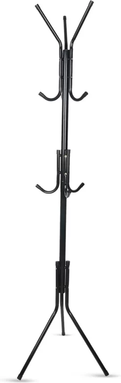 MIRI Kapstok – Staand – 178cm Hoog – 9 Haken – Metaal – Zwart – Kleerhanger – Hal / Woonkamer / Slaapkamer