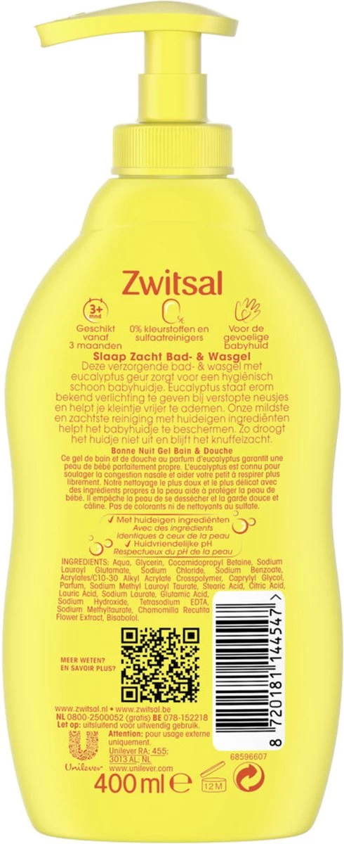 Zwitsal - Slaap Zacht - Bad & Wasgel - Eucalyptus - 400ml - Afbeelding 6
