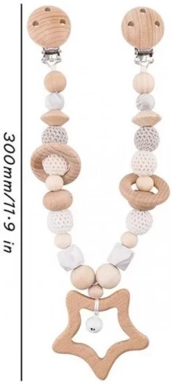 Wagenspanner Ster - Baby Wagenspanner Hout - Vrolijke Kinderwagenspanner - Eenvoudig Te Bevestigen - Kraamcadeau Voor Jongens En Meisjes - Completebabyuitzet - Baby Cadeau