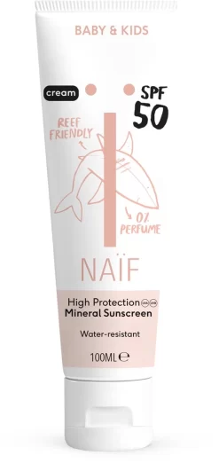 Naïf Zonnebrand Crème SPF50 - 100ML - Zonder Parfum - Baby & Kids - Met Natuurlijke Ingrediënten