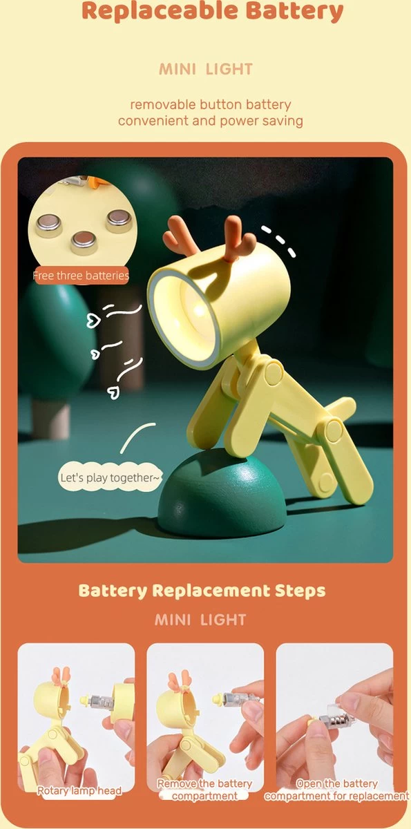 Babycure Kleine Puppy Lampje Blauwe | Verstelbare Hondje | LED Lamp | Trending 2023 | Leuk Om Kado Te Doen | Kraam Cadeau | Extra Set Batterijen Inbegrepen - Afbeelding 4