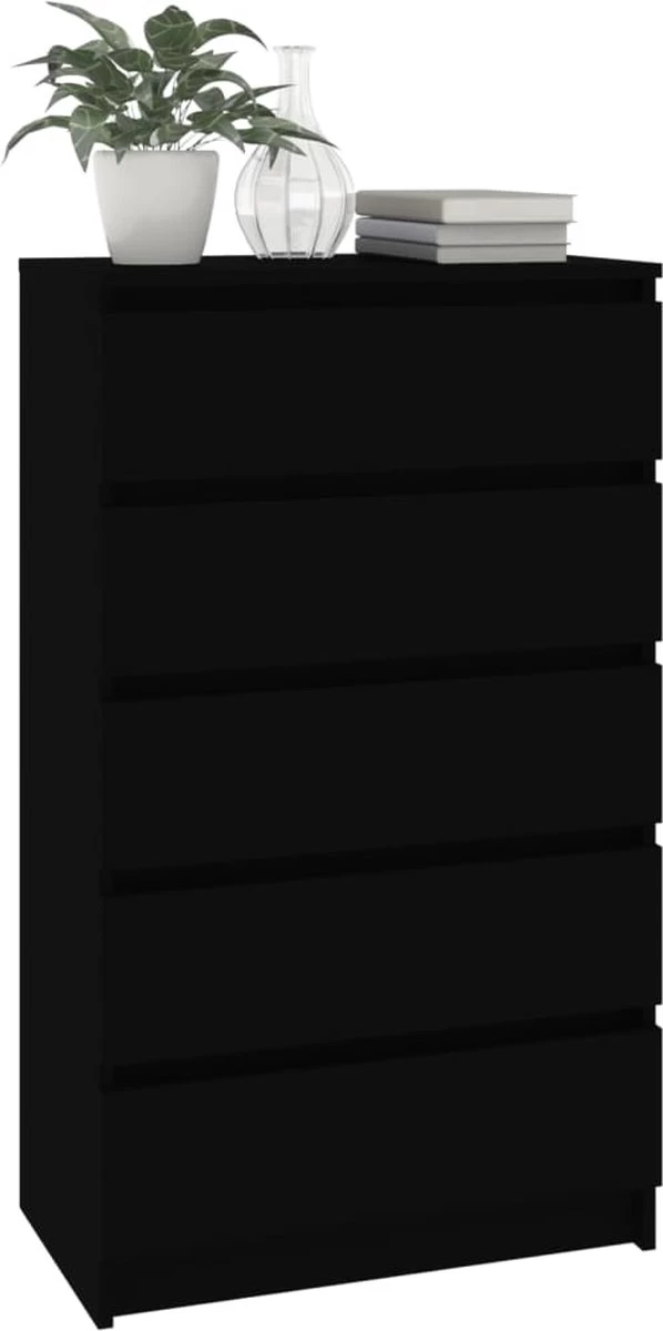 VidaXL Ladekast 60x36x103 Cm Bewerkt Hout Zwart - Afbeelding 5