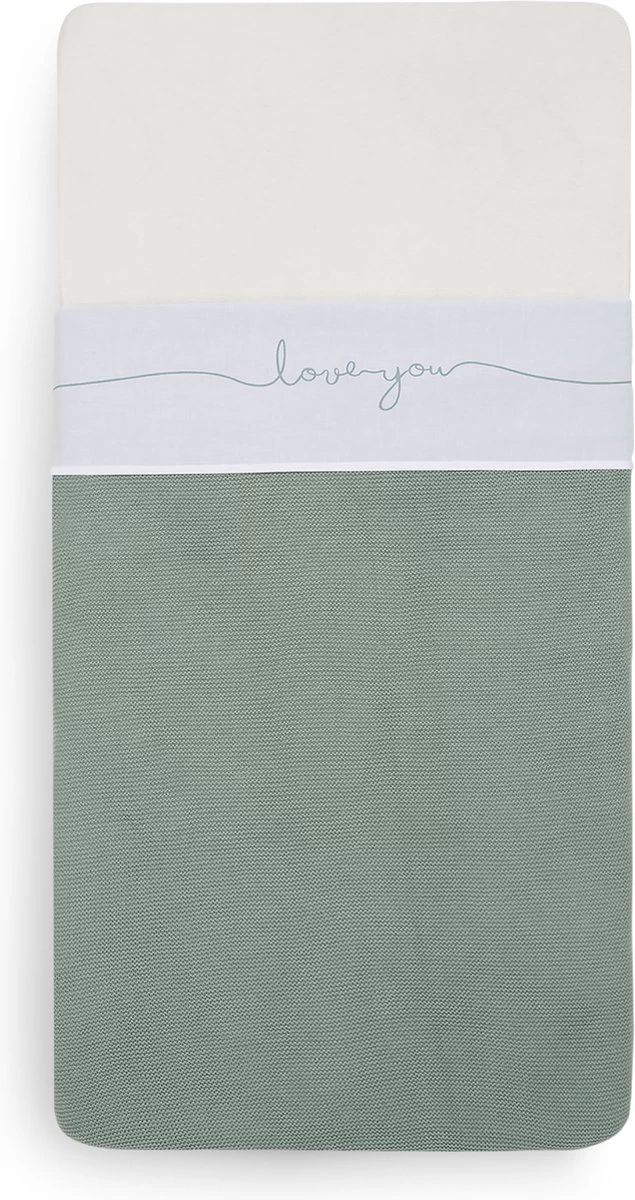 Jollein Baby Laken Wieg 75x100cm Love You - Stone Green - Afbeelding 6