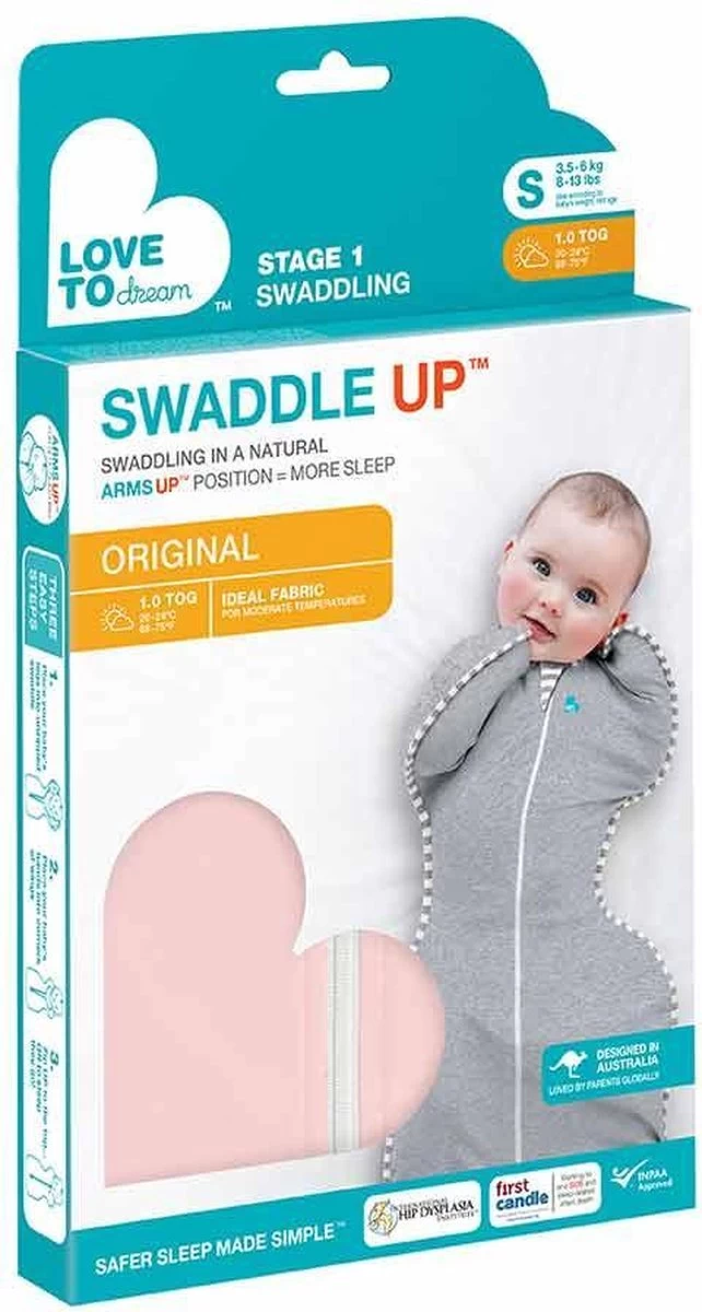 Love To Dream™ Babyslaapzak Swaddle Up™ - Inbakeren - Baby 0-3 Maanden - 3.5-6 Kg - All Season - Oud Roze - Afbeelding 5