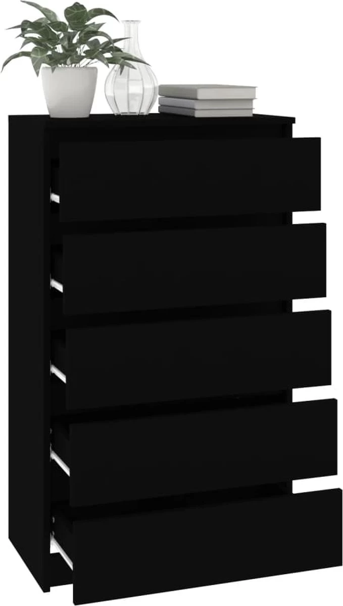 VidaXL Ladekast 60x36x103 Cm Bewerkt Hout Zwart - Afbeelding 9