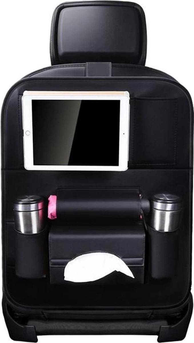 Luxe Auto Organizer Met Tablet Houder Autostoel Organiser Ipadhouder Voor Kinderen – Zwart