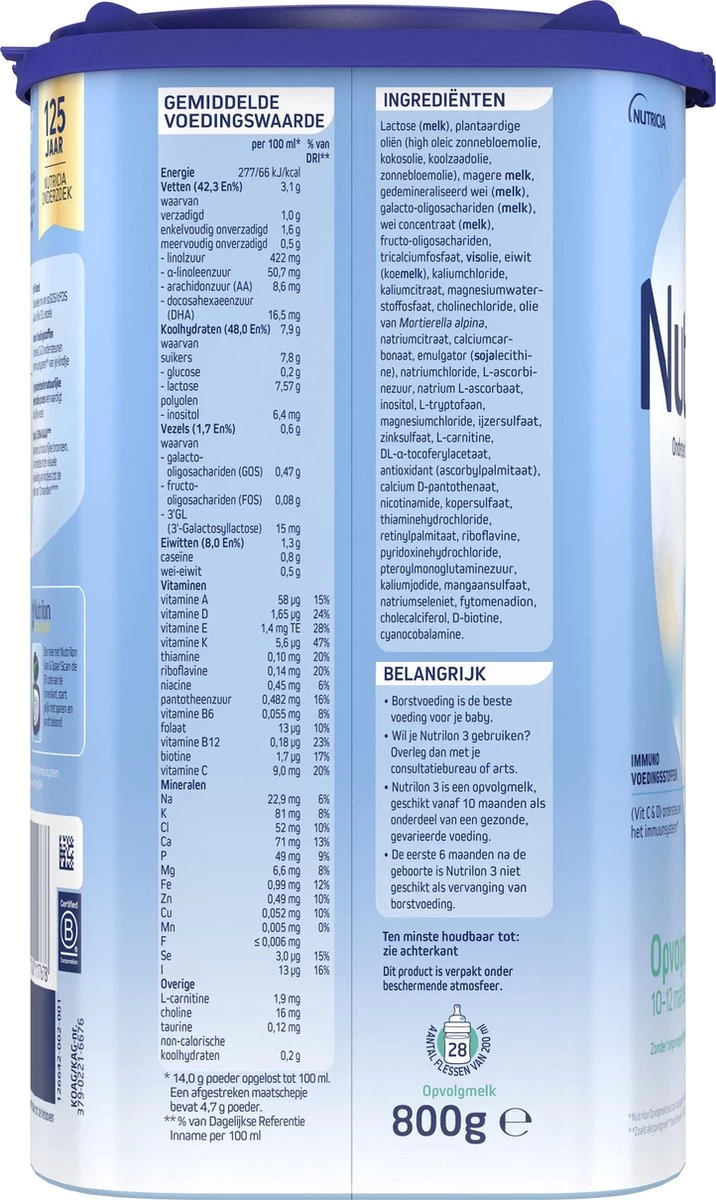 Nutrilon 3 Opvolgmelk – Flesvoeding Vanaf 10 Maanden – 800g - Afbeelding 9