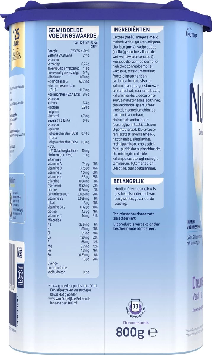 Nutrilon 4 Dreumesmelk – Flesvoeding Vanaf 1 Jaar – 800g - Afbeelding 10