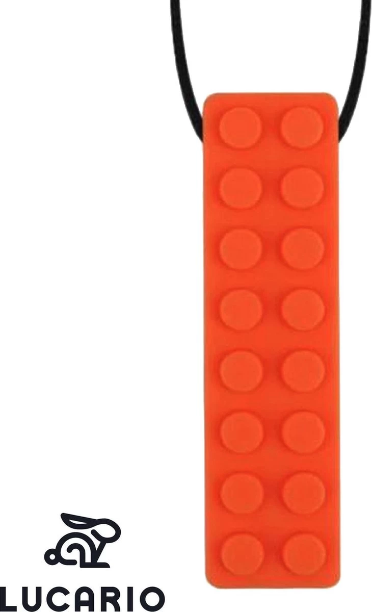 Bijtketting - Kauwketting | Bouwblokje Patroon Oranje