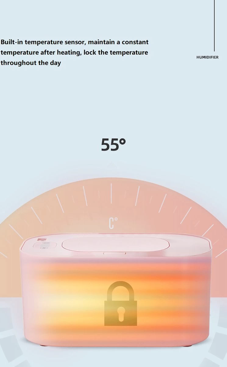 Deluqse Billendoekjes Verwarmer - Wit - Billendoekjesdoos - Lotiondoekjes - Temperatuur Instelbaar - Afbeelding 4