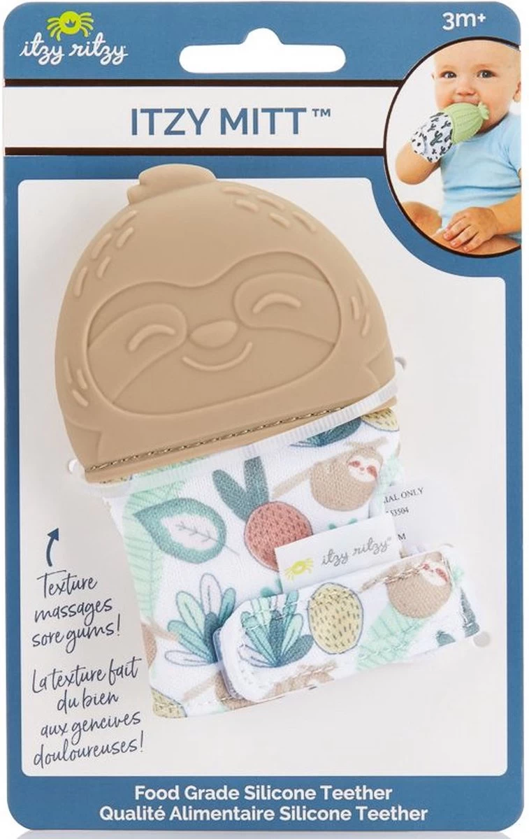 Itzy Ritzy - Itzy Mitt™ - Baby Bijtwant - Beige Luiaard - Afbeelding 3