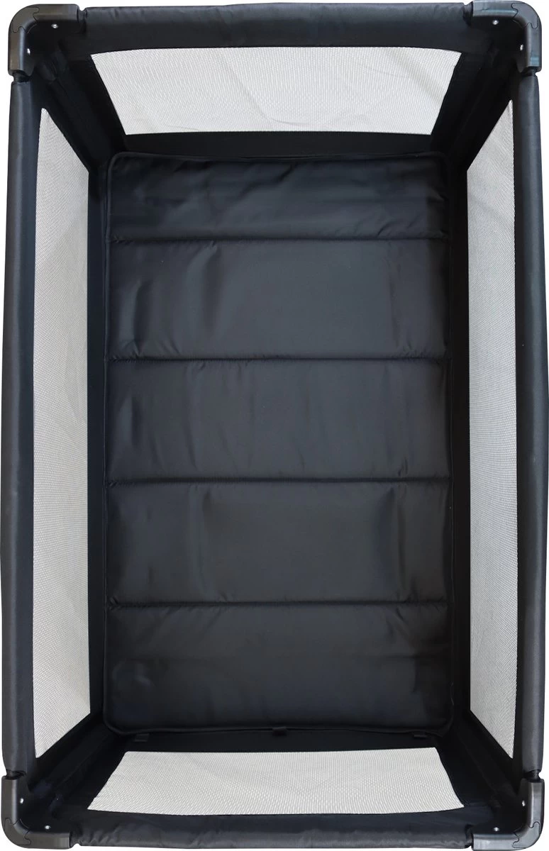 Deryan Luxe Campingbed Compleet - 120x60cm - Bodemverhoger - Verschoonblad - Opbergmand - Zwart - Afbeelding 3