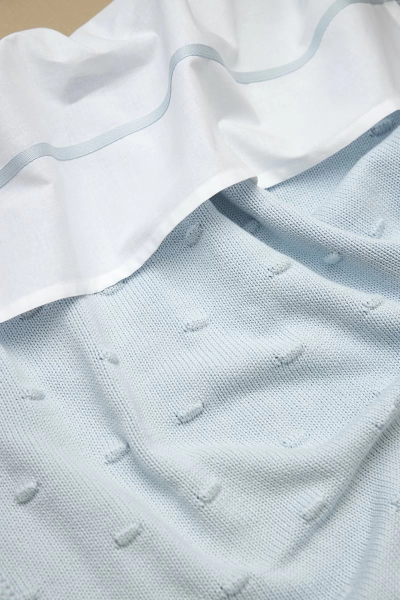 Meyco Bies Wieglaken - Light Blue - 75x100cm - Afbeelding 2