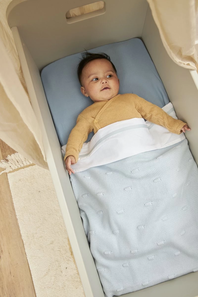 Meyco Bies Wieglaken - Light Blue - 75x100cm - Afbeelding 4