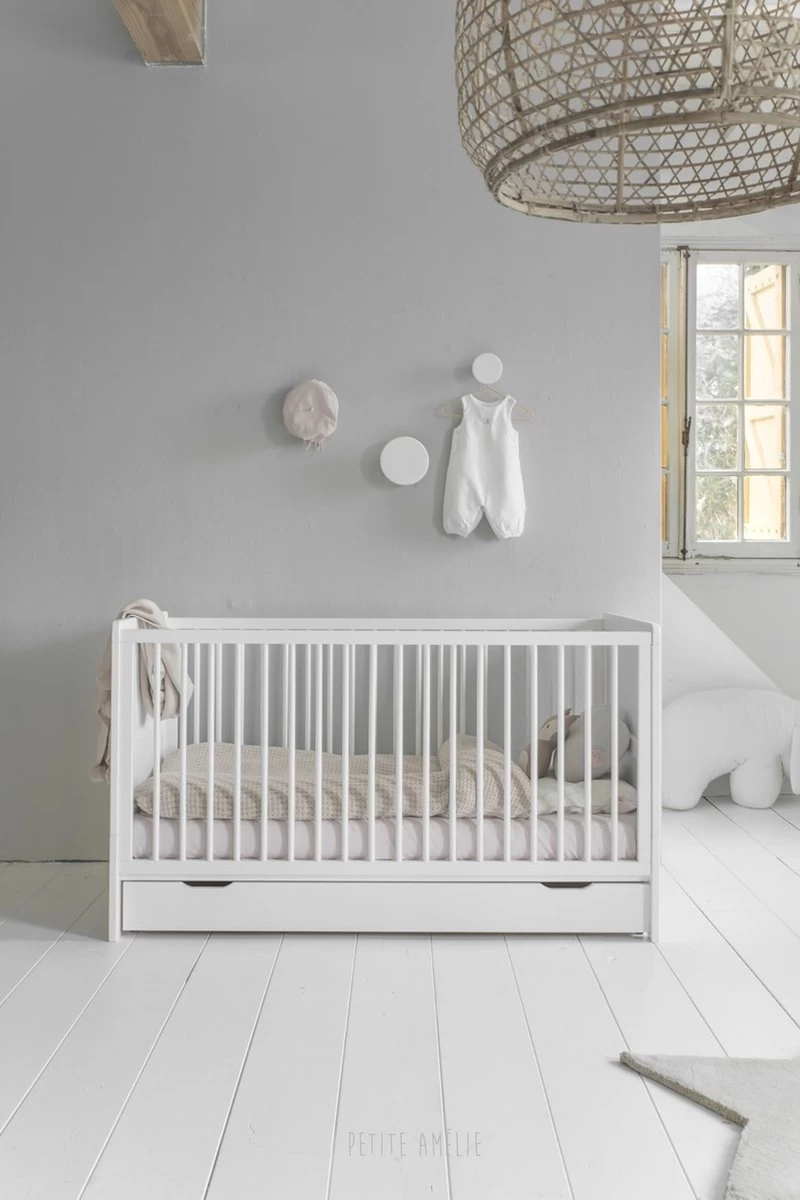 Petite Amélie ® Ledikant - Babybed Wit 70x140 Cm - Meegroeibed 0 - 6 Jaar - Groeit Met Je Kind Mee - Afbeelding 2