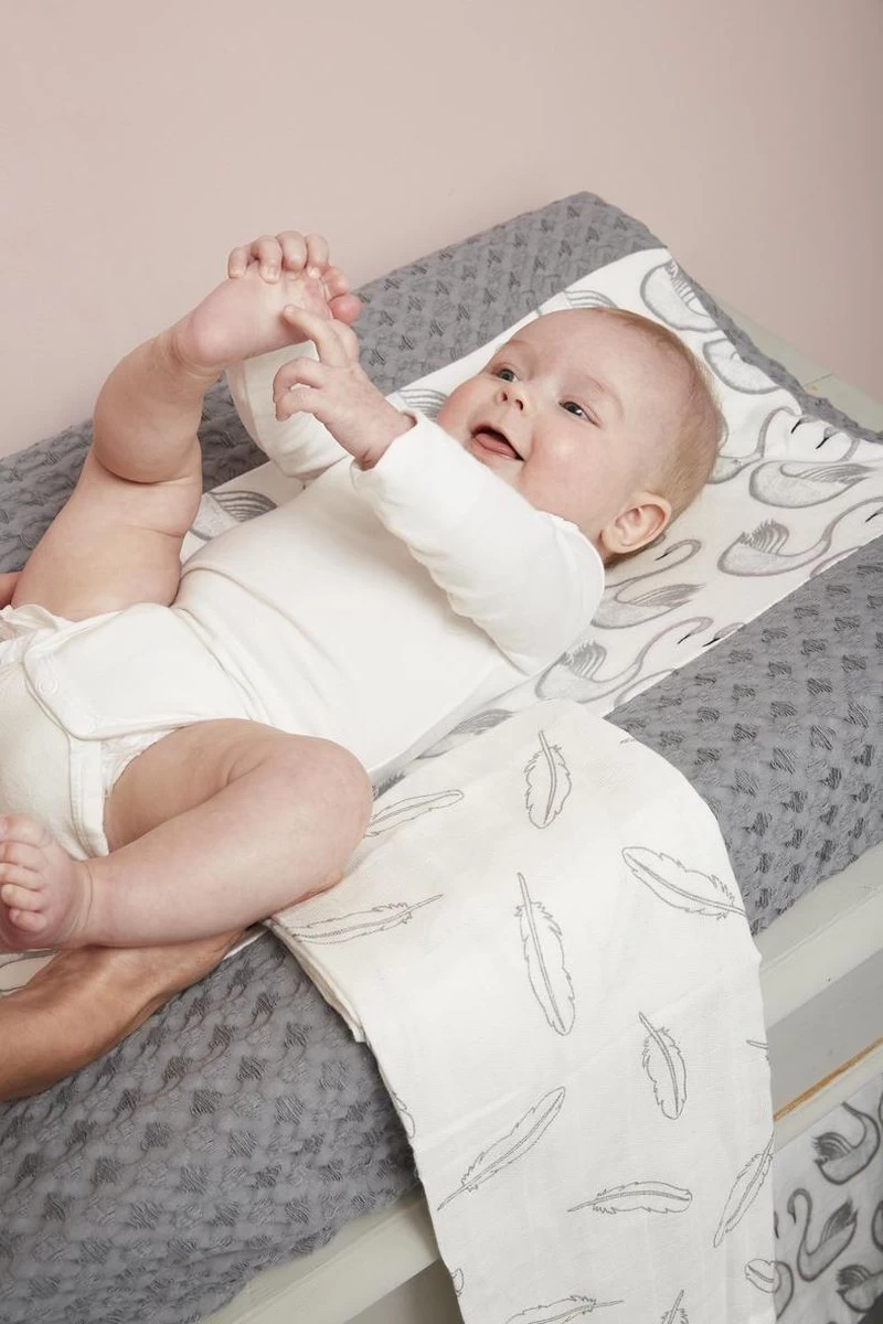 Meyco Clouds/Dots/Feathers Hydrofiele Doeken - 3-pack - Stone Green - 70x70cm - Afbeelding 2