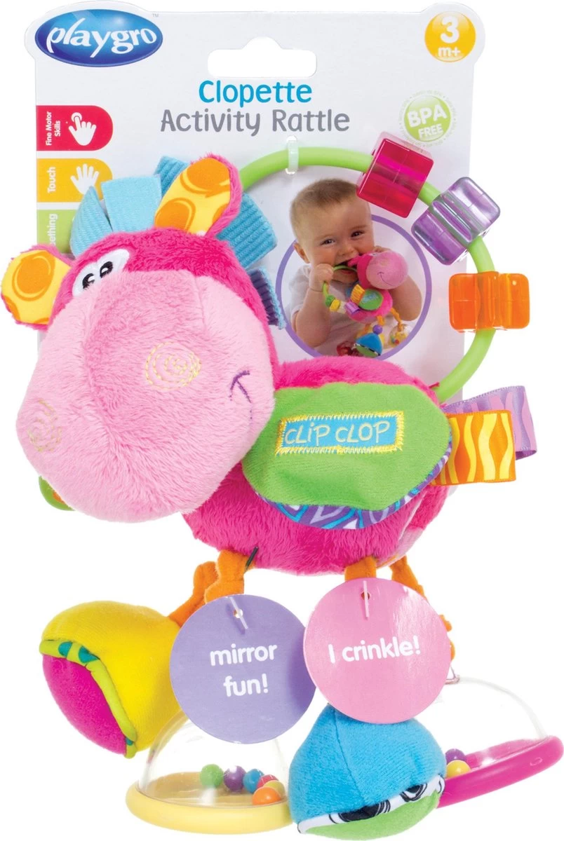 Playgro Clip Clop Rammelaar - Roze - Activiteitenspeeltje - Kraamkado - Afbeelding 6