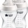 Tommee Tippee Closer To Nature - Baby Zuigflessen - Doorzichtig - 340ml - Pak Van 2