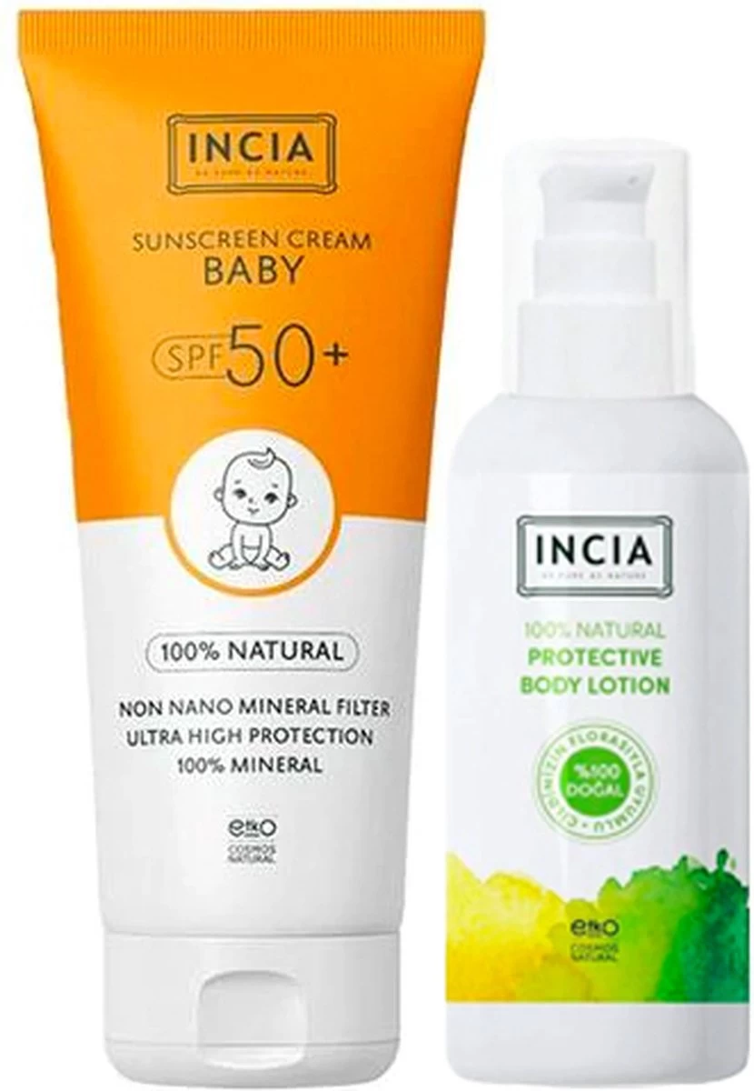 INCIA Zonnebrandcrème + Insectenspray | Baby & Kind Set | Geschikt Voor De Gevoelige Huid | Natuurlijk Middel Tegen Insectenbeten, Tekenbeten En Muggen | Bevat Geen DEET | Dierproefvrij | Vakantie Tip!