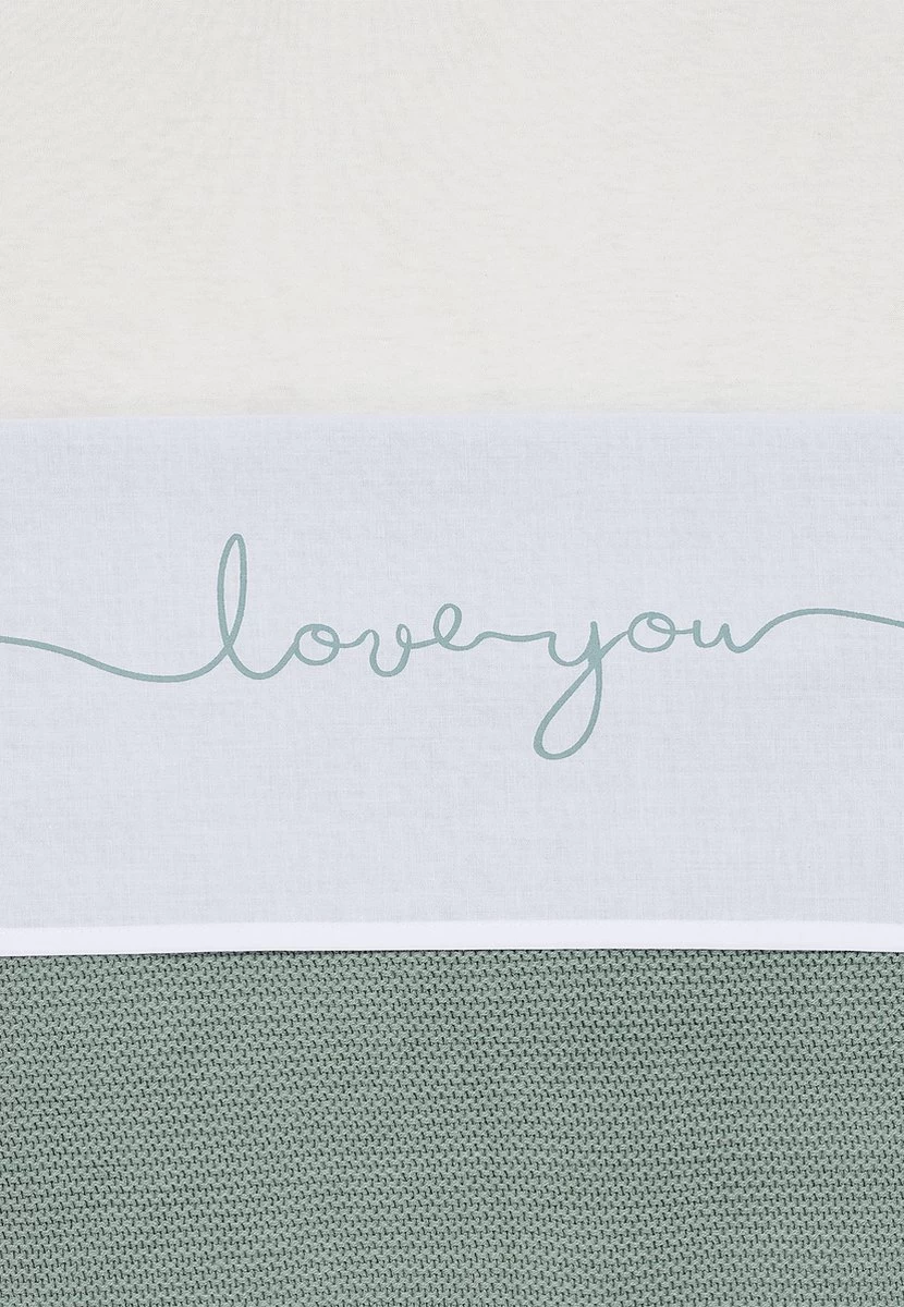 Jollein Baby Laken Wieg 75x100cm Love You - Stone Green - Afbeelding 3