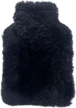 Merkloos Kruikenzak Schapenwol Zwart - Kruikenhoes - Echte Schapenvacht