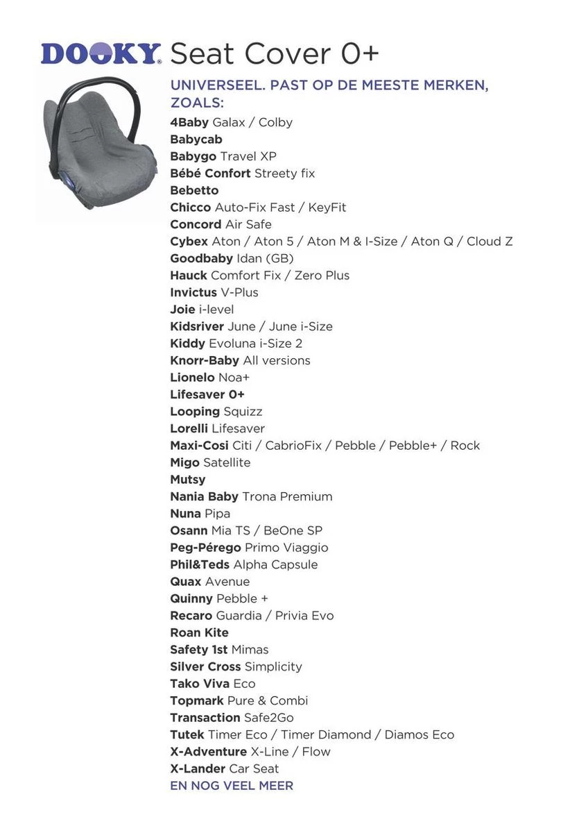 Dooky Seat Cover 0+ Autostoel Hoes Zwart Uni - Afbeelding 2