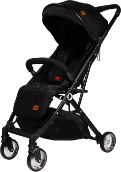 Ding Vivo Wandelwagen - Zwart - Inklapbare Buggy - Inclusief Boodschappenmandje En Zonnekap